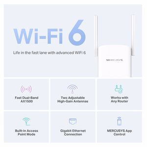 Mercusys ME60X bezvadu Wi-Fi pastiprinātājs 1500Mbps
