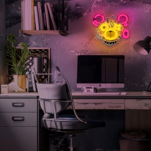 Neon ART LED PUNK TEDDY BEAR rozā-dzeltens FLA01 Forever Light