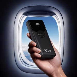 Wozinsky WFC-15B 20000mAh 22.5W ārējais akumulators, PD20W, iebūvēti Lightning un USB-C kabeļi, melns