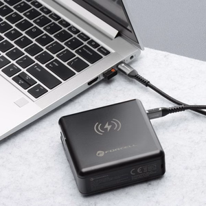 FORCELL F-ENERGY daudzfunkcionāls lādētājs 45W 6in1 ar USB A un USB C ligzdām, portatīvais lādētājs 15000mAh un bezvadu uzlāde 15W