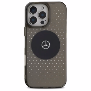 Mercedes MB viedtālruņa apvalks iPhone 16 Pro ar zvaigznīšu rakstu - Melns