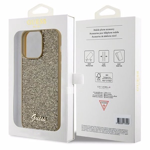 Guess Disco Metal Script apvalks priekš iPhone 15 Pro Max - zelts