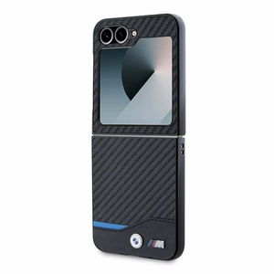 BMW Carbon Blue Line viedtālruņa apvalks Samsung Galaxy Z Flip 6 - melns