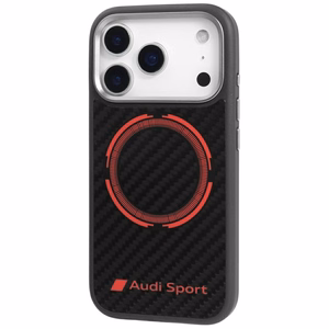 Audi RSQ Oglekļa šķiedras Sporta sarkanais aplis Magnētiskais viedtālruņa apvalks iPhone 17 Pro - melns