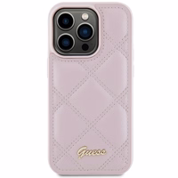 Guess Quilted Metal Logo viedtālruņa apvalks iPhone 15 Pro Max - rozā