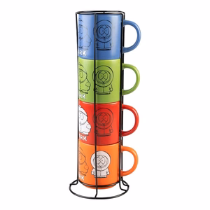 South Park 4 keramikas krūžu komplekts ar statīvu, 300 ml