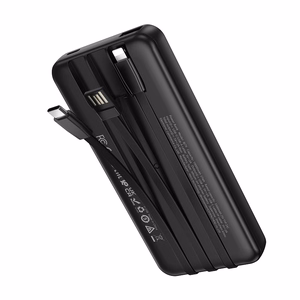 Borofone Portatīvais lādētājs BJ79 Clever - USB - ar Type C un Lightning kabeliem melns