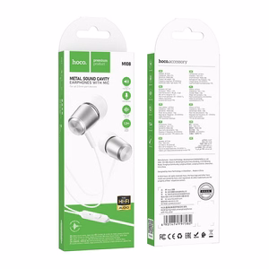 HOCO vadu austiņas Jack 3,5 mm ar mikrofonu M108 sudraba
