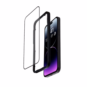 Crong Anti-Bacterial 3D Armor Glass 9H visu ekrānu pārklājošs rūdīta stikla aizsargs iPhone 14 Pro Max ar uzstādīšanas rāmi