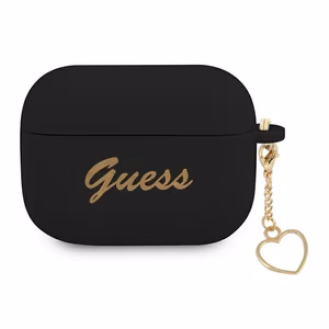 Guess GUAPLSCHSK AirPods Pro apvalks melns silikona Charm Heart kolekcija