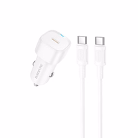 Borofone Auto lādētājs BZ34A Cloud - C tipa - PD 20W ar C tipa lādētāju uz C tipa lādētāju, balts