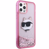 Karl Lagerfeld KLHCP12MLNCHCP iPhone 12/12 Pro 6.1" rozā/rozā cietais apvalks Mirdzošs Choupette Galva
