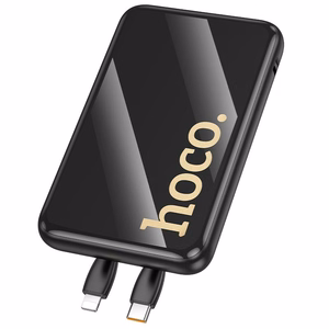 Portatīvais lādētājs Hoco 10000 mAh QC PD 22,5W ar iebūvētiem kabeļiem USB C + Lightning Q37 melns
