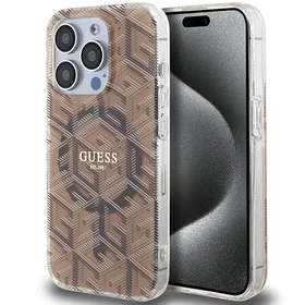 Guess IML GCube Magnētiskais apvalks iPhone 15 Pro - brūns