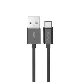 Puro 12W TPE USB-A - microUSB 2m kabelis - melns