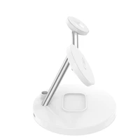 Tech-Protect QI15W-A35 3 vienā indukcijas lādētājs ar MagSafe tālrunim / AirPods / Apple Watch - balts