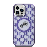 Karl Lagerfeld IML Monogram Karl & Choupette Head MagSafe apvalks iPhone 15 Pro Max - violets