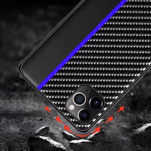 Tel Protect CARBON Case for Iphone 12 Pro Max Black with blue stripe