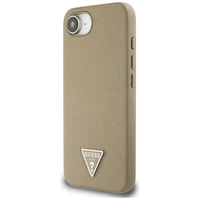 Guess Grained Triangle MagSafe viedtālruņa apvalks iPhone 16e - brūna
