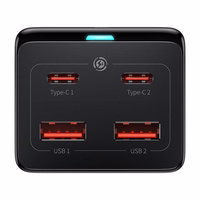 Baseus GaN3 Pro sienas lādētājs / pagarinātājs 2xUSB + 2xUSB-C + AC, 100W (melns)