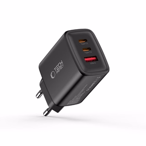 Tech-Protect NCA65W-GAN 3 portu 65 W sienas lādētājs - melns