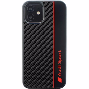 Audi Oglekļa šķiedras svītra iPhone 11 / Xr 6.1" melns/melns cietais apvalks AUS-TPUPCIP11-R8/D1-BK