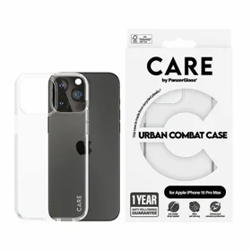 CARE by PanzerGlass Urban Combat viedtālruņa apvalks iPhone 15 Pro Max - caurspīdīgs