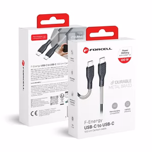 Forcell F-Energy QC4.0 PD 5A 100W Carbon 1m USB-C to USB-C cable CB-04C black