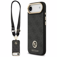 Guess 4G Strass Logo & Big Strap Metal Buttons Magnētiskais viedtālruņa apvalks iPhone Air - melns