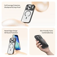 Rock Guard sērijas magnētiskais viedtālruņa apvalks Iphone 17 Pro Max caurspīdīgs-melns