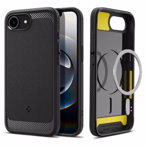 Spigen Rugged Armor MagSafe Viedtālruņa apvalks iPhone 16e - melns