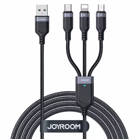 Joyroom Multi-Use Series S-A18 3in1 USB-A - Lightning / USB-C / micro USB kabelis 0.3m - melns