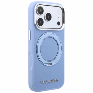 Gaiši zils KARL LAGERFELD vāciņš modelim IPHONE 18 Pro/17 Pro (Saffiano Classic Logo), saderīgs ar MagSafe