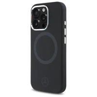 Mercedes silikona tonālais logotips Magnētiskais viedtālruņa apvalks iPhone 16 Pro - melns