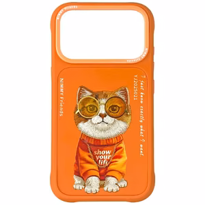 Чехол Nimmy Glasses Cool Cat для iPhone 17 Pro - оранжевый
