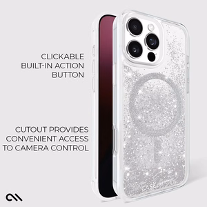 Case-Mate Waterfall MagSafe vāciņš ierīcei iPhone 16 Pro Max, sudraba krāsā