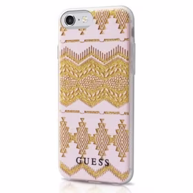 Guess GUHCP7TGPI iPhone 7/8/SE 2020/ SE 2022 rozā cietais maciņš Aztec Tribal 3D