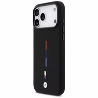 BMW M Silicon Tricolor Line MagSafe macins iPhone 17 Pro Max - melns