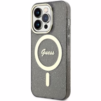 Guess GUHMP14XHCMCGK iPhone 14 Pro Max 6.7" melns cietais viedtālruņa apvalks Glitter Gold Magnētiskais