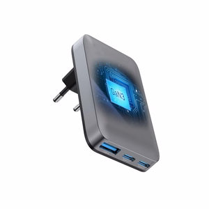 FORCELL F-ENERGY GaN III VT-47 īpaši plāns ceļojumu lādētājs 2 x Type C + USB A PD QC4.0 4A 65W pelēks