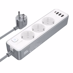 Borofone Удлинитель BAC9 — 3 розетки 240V + 3xUSB + Type C PD 20W, 2 метра — чёрный