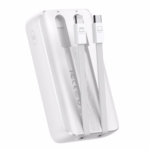 Mini portatīvais lādētājs Joyroom JR-PBC06 30W 10000mAh ar iebūvētiem kabeļiem (balts)
