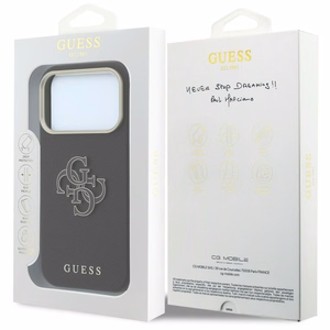 Guess Grained & Big Resin Logo vāciņš iPhone 18 Pro Max / 17 Pro Max – melns