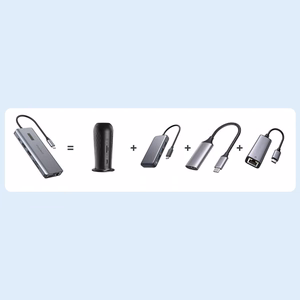Choetech daudzfunkcionāls HUB ar displeju 12in1 USB-C uz USB-C / USB-A / HDMI / VGA / AUX / SD / TF pelēks (HUB-M26)