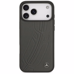 Mercedes Leather Large Laurel Leave MagSafe Чехол для iPhone 17 Pro Max - чёрный и серый