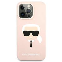 Karl Lagerfeld Silikona Karl`s galvas viedtālruņa apvalks iPhone 13 Pro / 13 6.1" - gaiši rozā
