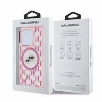 Karl Lagerfeld IML Monogram Karl & Choupette Head MagSafe apvalks iPhone 15 Pro Max - rozā