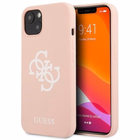 Guess GUHCP13SLS4GWPI iPhone 13 mini 5.4 silikona 4G logotipu kietais apvalks - rozā