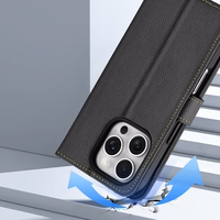 Ādas viedtālruņa apvalks Dux Ducis Lawa iPhone 16 Pro - melns