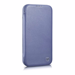 iCarer CE Premium ādas folio viedtālruņa apvalks iPhone 14 Pro Max magnētiskais atveramais ādas folio apvalks MagSafe gaiši violeta